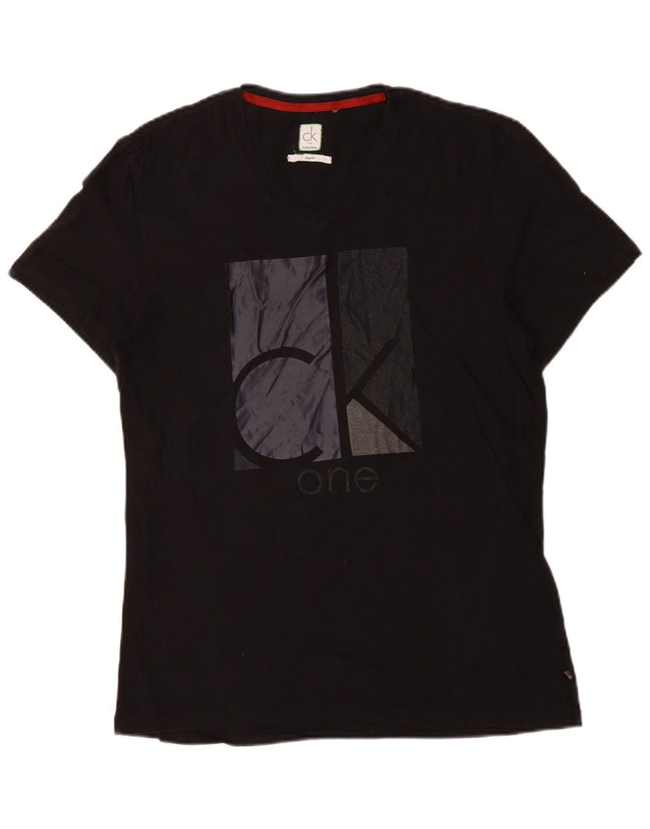 CALVIN KLEIN T-Shirt Graphique Coupe Slim Homme Noir Moyen Coton