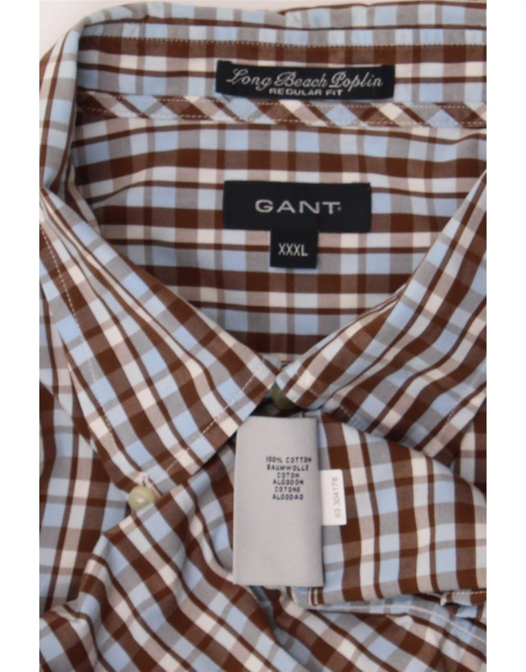 Gant Chemise Regular Fit Homme 3XL Coton à Carreaux Marron