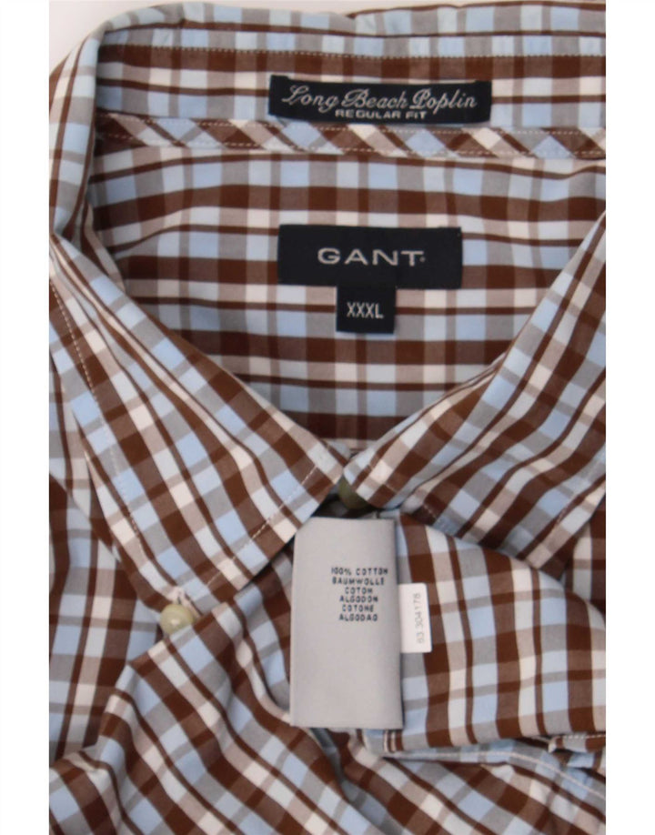 Gant Chemise Regular Fit Homme 3XL Coton à Carreaux Marron
