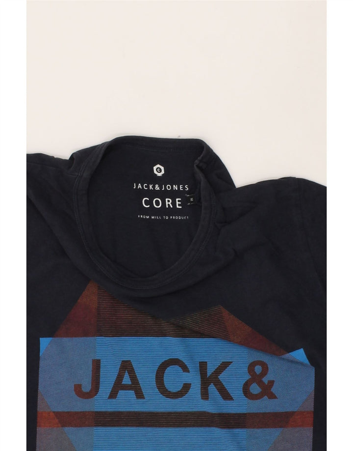 JACK & JONES Mens Graphic T-Shirt Top Medium Navy Blue Cotton Vintage Jack & Jones and Second-Hand Jack & Jones from Messina Hembry 