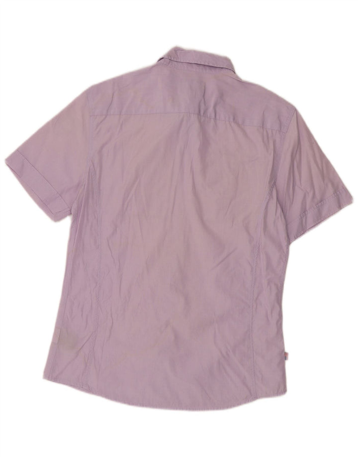 Blauer Chemise militaire à manches courtes pour homme en coton lilas