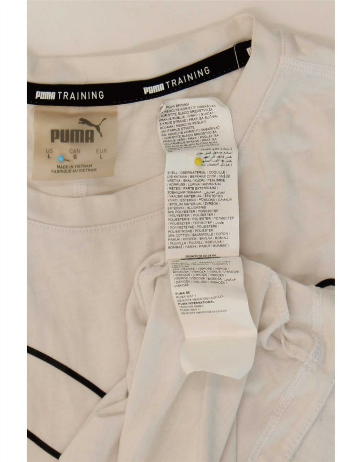 Puma T-shirt graphique pour femme UK 16 Large Blanc Polyester