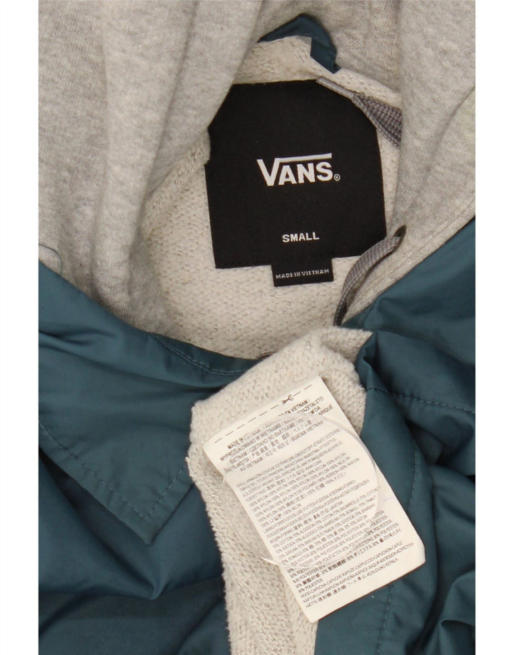 Vans Veste coupe-vent à capuche pour homme UK 36 Small Bleu Colorblock Nylon