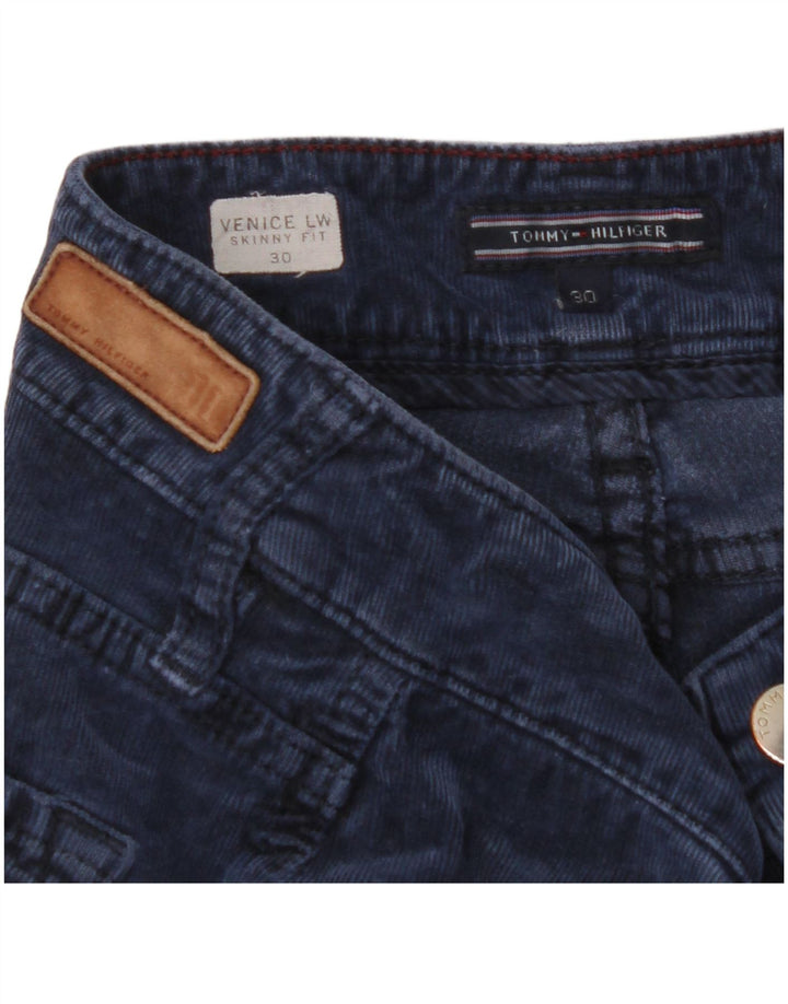 TOMMY HILFIGER Pantalon Femme Venice Skinny En Velours Côtelé W30 L31 Bleu Marine