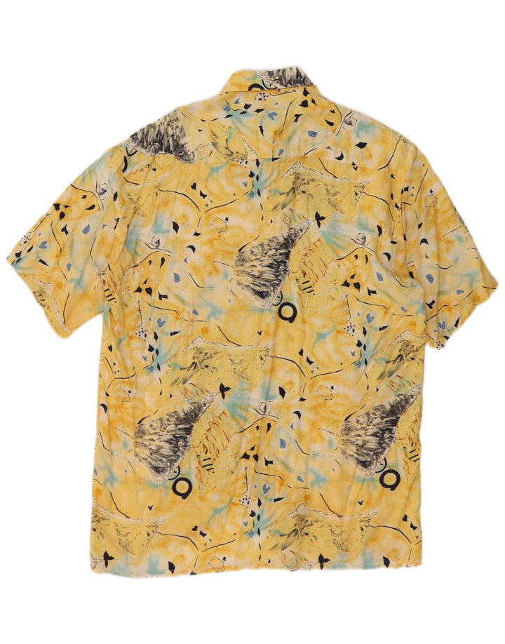 ALPENLAND Chemise à manches courtes à motif abstrait pour homme Taille 39 Jaune moyen