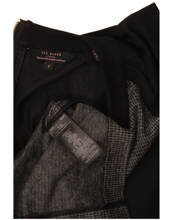 Ted Baker Robe moulante pour femme Taille 2 Petit Noir Polyester Colorblock
