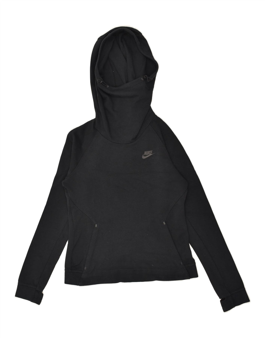 NIKE Womens Hoodie Jumper UK 8 Small Black Cotton | Vintage Nike | Thrift | Second-Hand Nike | Used Clothing | Messina Hembry 