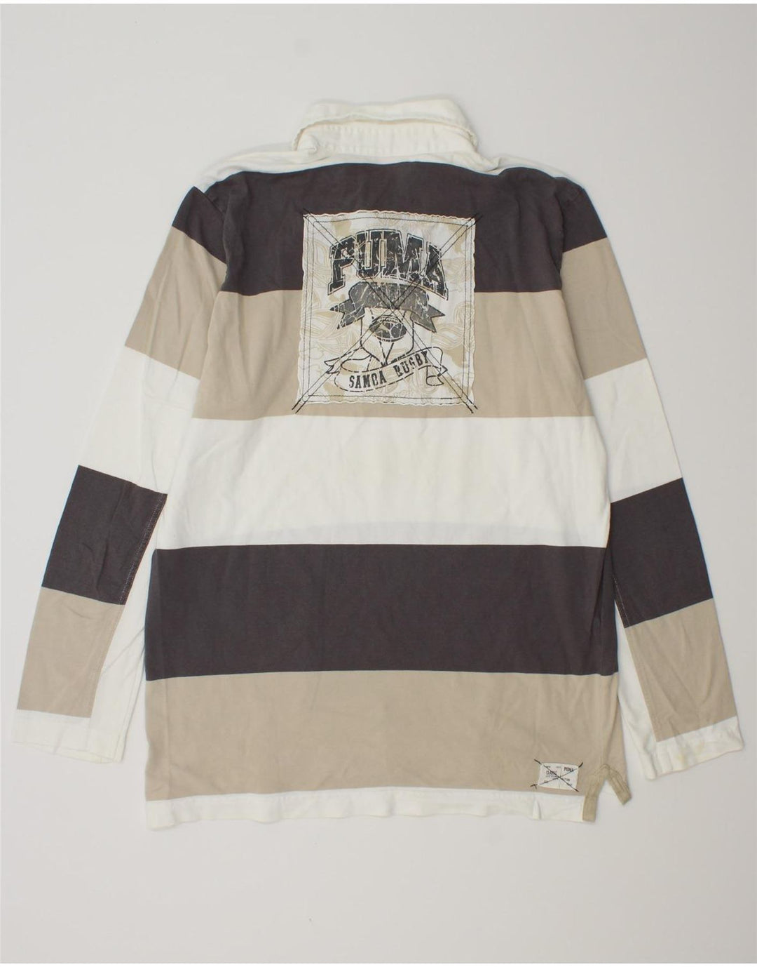 PUMA Polo de rugby à manches longues pour homme Motif rayures multicolores