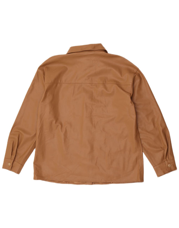 Zara Surchemise surdimensionnée en simili cuir pour femme UK 10 Small Beige