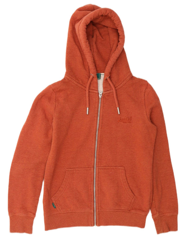 Superdry Pull à capuche zippé coupe régulière pour femme UK 10 Petit coton orange