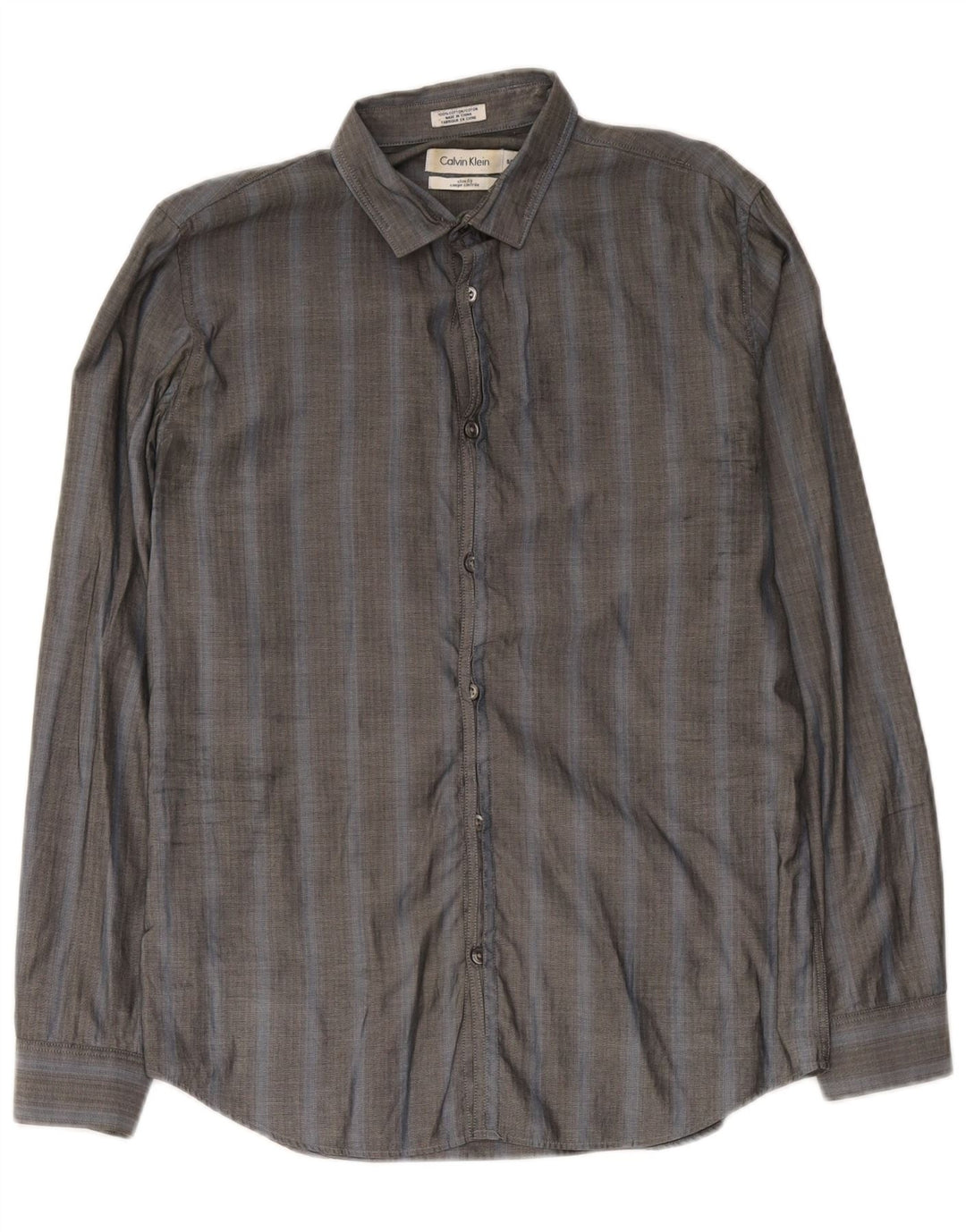 Calvin Klein Chemise Slim Fit Petit Gris à Chevrons en Coton