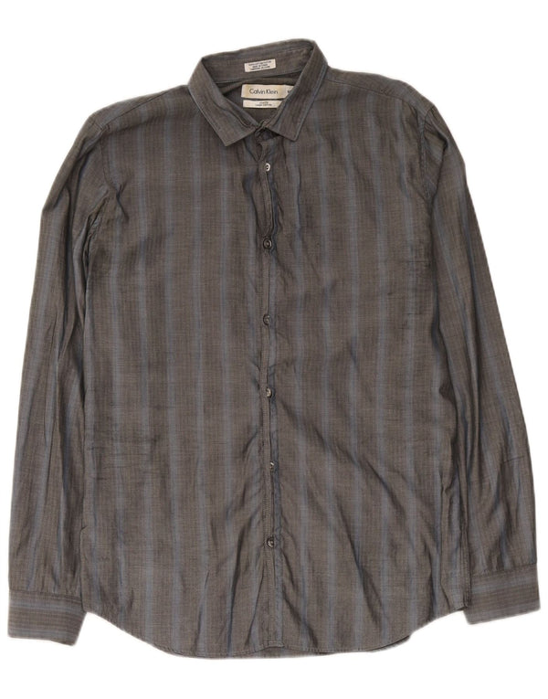 Calvin Klein Chemise Slim Fit Petit Gris à Chevrons en Coton