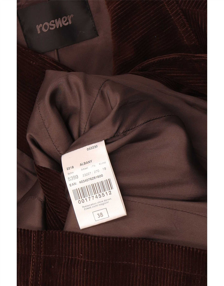 Rosner Veste blazer en velours côtelé à 3 boutons pour femme EU 38 Tencel marron moyen