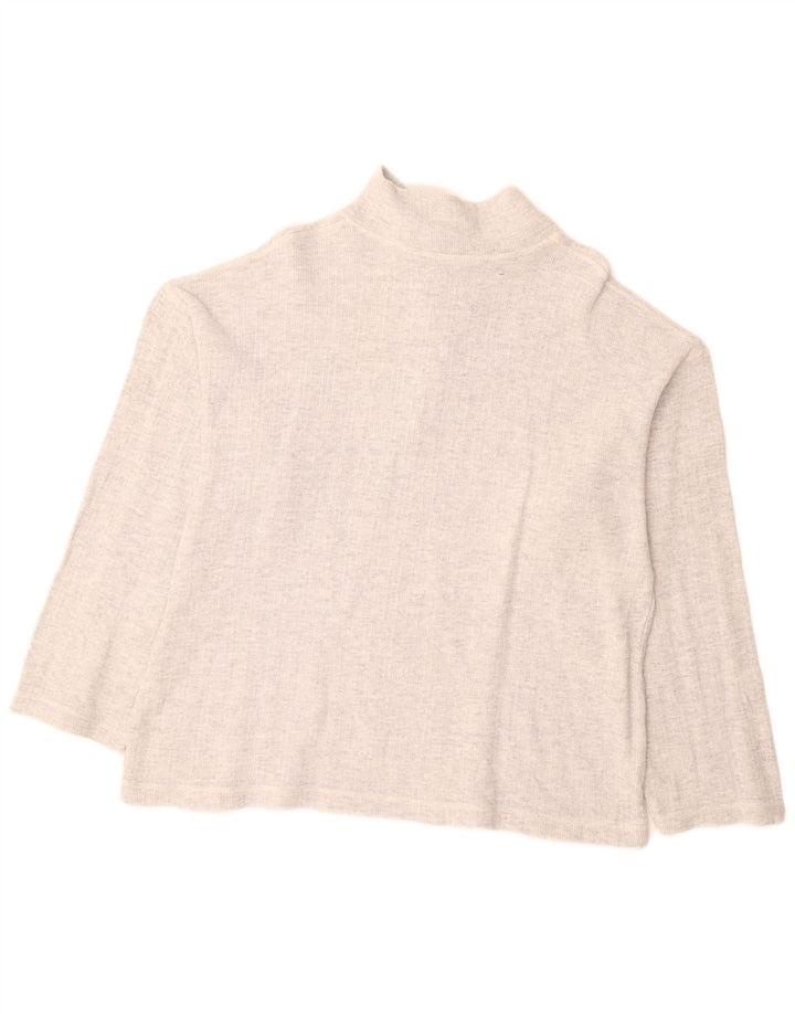 VINTAGE Pull col zippé femme UK 18 XL Gris