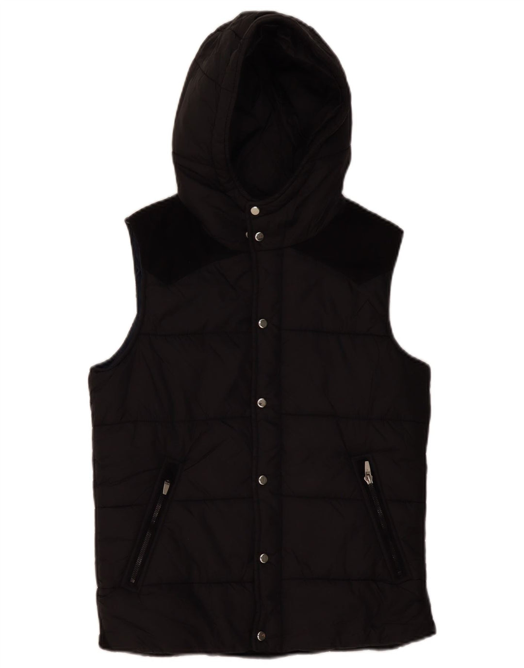 ZARA Gilet matelassé à capuche pour homme UK 36 Small Noir