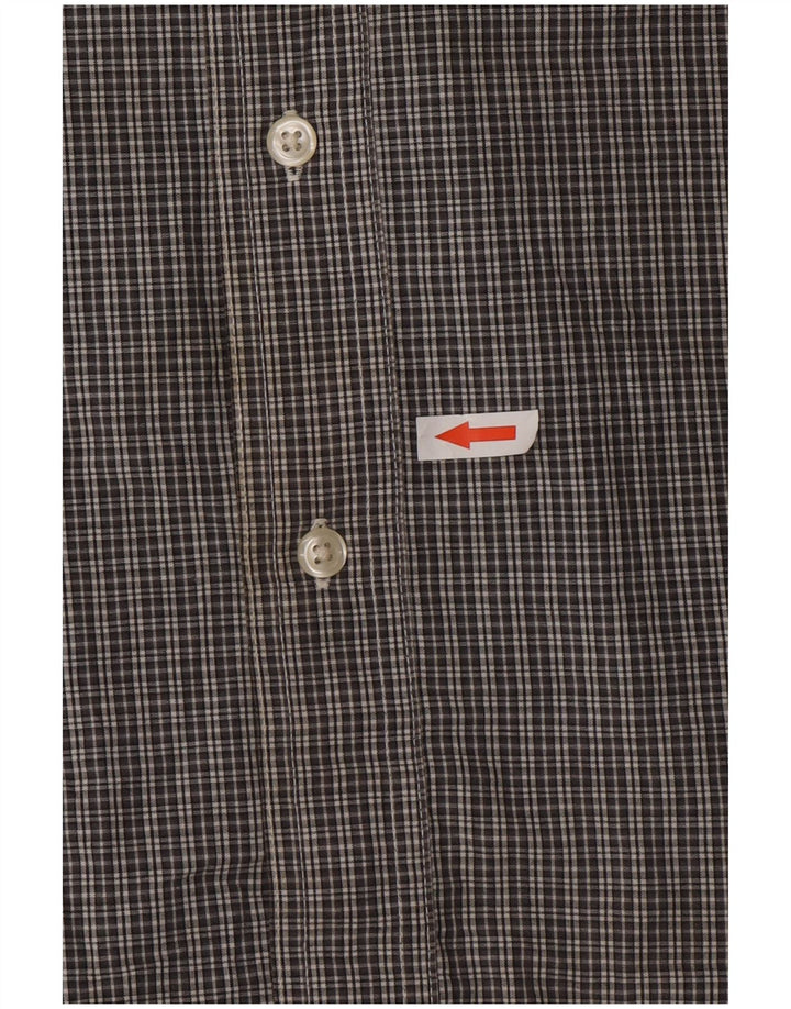 Chaps Chemise à manches courtes pour homme facile d'entretien en coton à carreaux gris