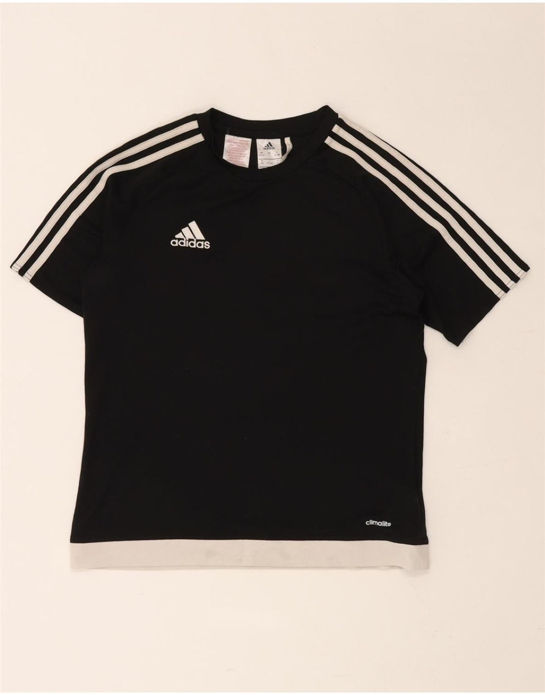 ADIDAS Garçons Climalite T-Shirt Top 13-14 ans Noir Colourblock Polyester