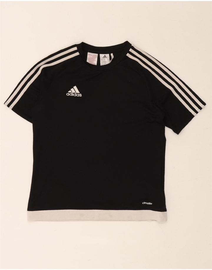 ADIDAS Garçons Climalite T-Shirt Top 13-14 ans Noir Colourblock Polyester