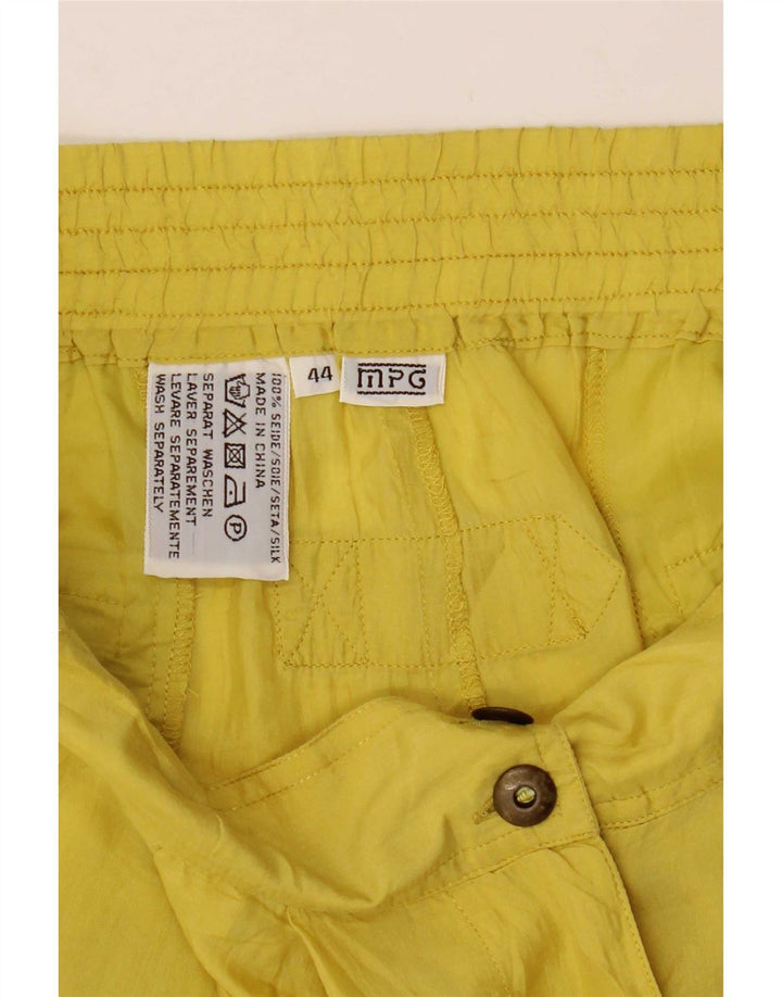 MPG Bermuda taille haute pour femme IT 44 Medium W29 Soie jaune