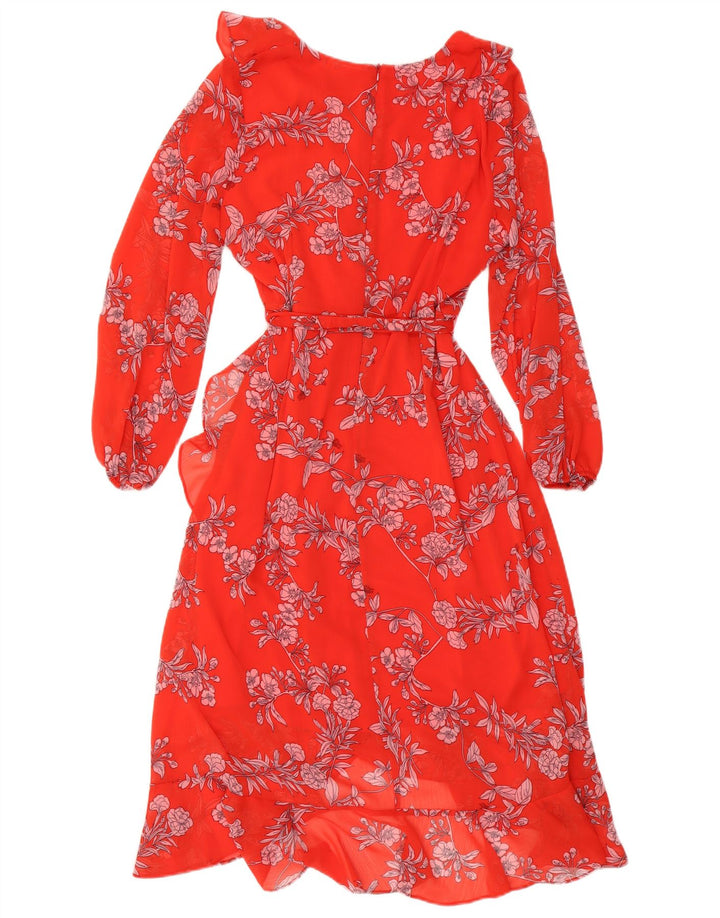 WALLIS Robe longue à manches longues pour femme UK 44 Grand rouge floral en polyester