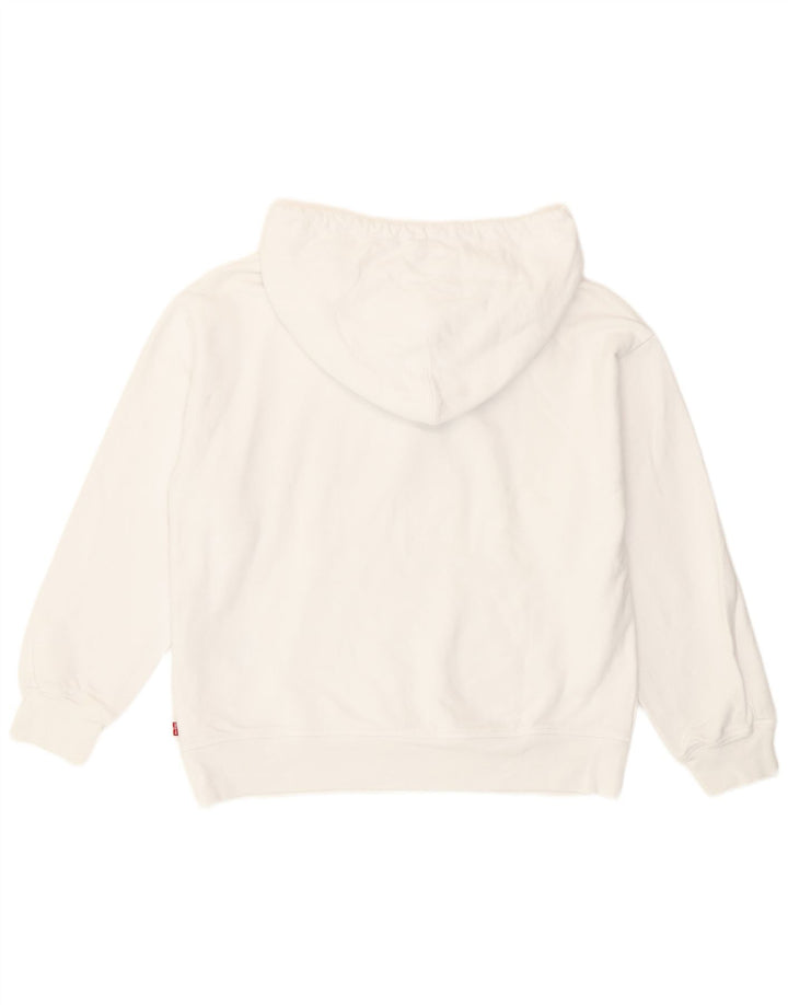 Levi's Pull à Capuche Graphique Oversize Femme UK 14 Blanc Moyen Coton