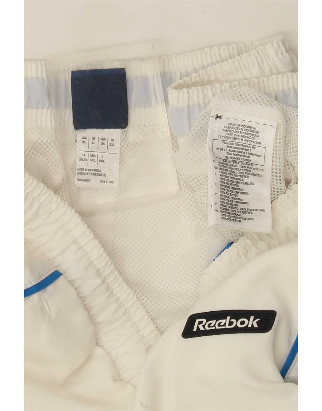 Reebok Short de Sport Homme XL Blanc Polyester