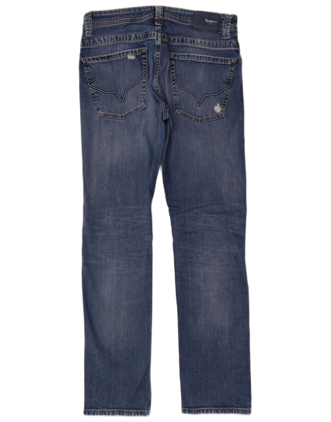PEPE Jeans Jean droit régulier en détresse pour hommes W32 L32 bleu coton