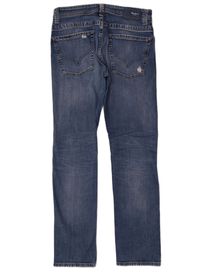 PEPE Jeans Jean droit régulier en détresse pour hommes W32 L32 bleu coton