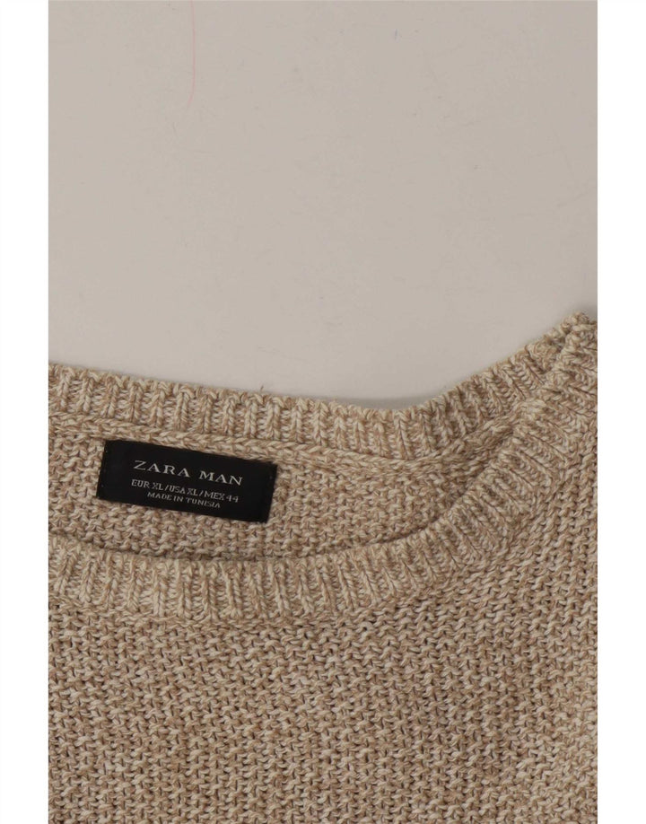 Zara Pull Col Bateau Homme XL Gris Moucheté
