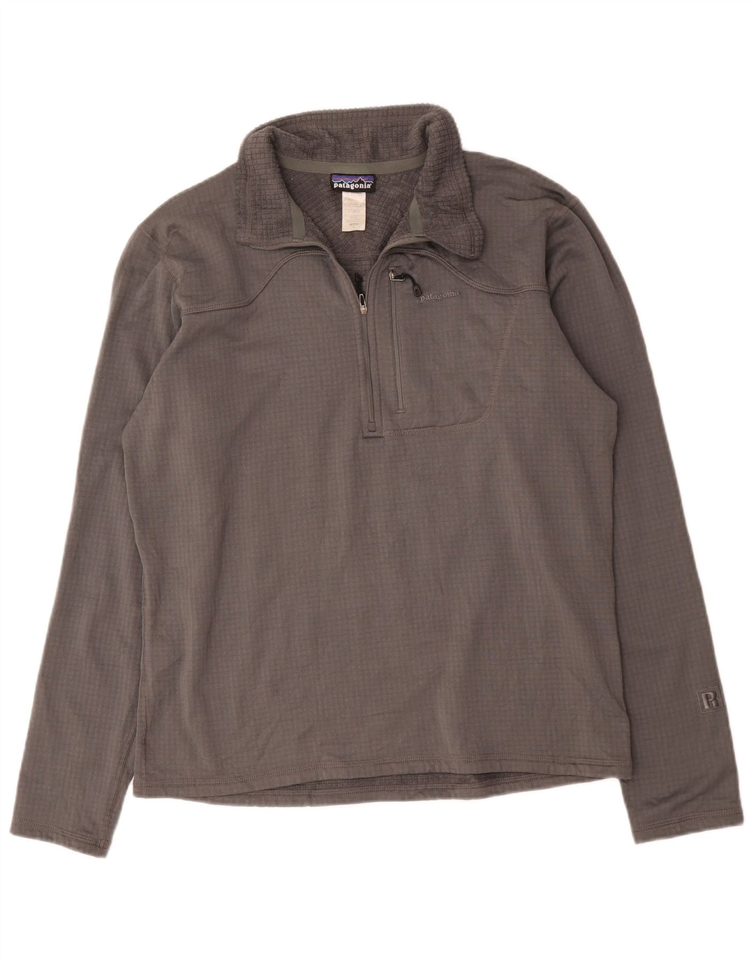 Patagonia Hommes Zip Neck Pullover Survêtement Top Large Gris Polyester