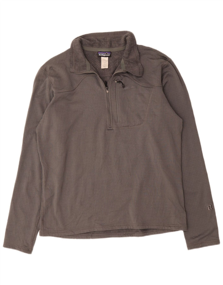 Patagonia Hommes Zip Neck Pullover Survêtement Top Large Gris Polyester