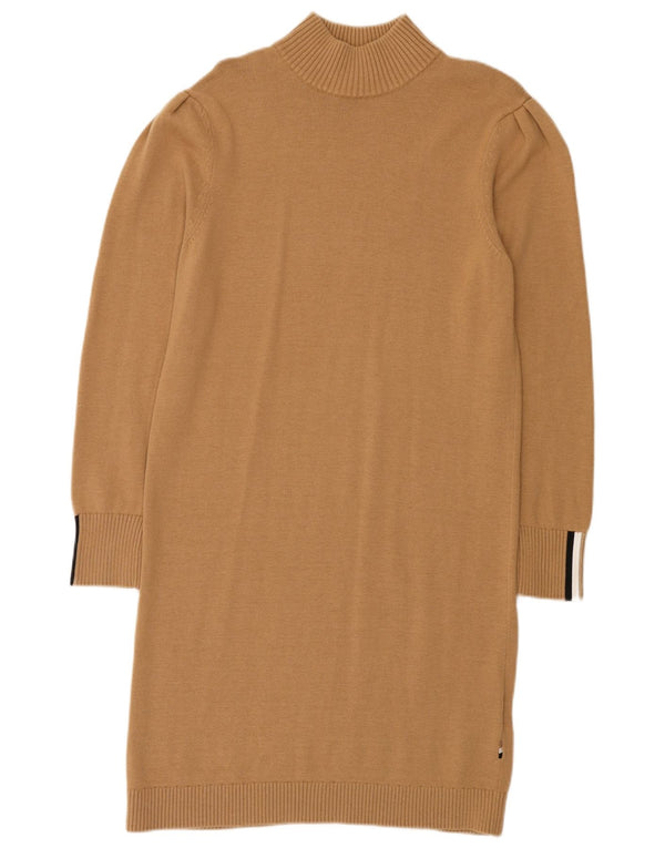 Hugo Boss Robe pull à manches longues pour femme UK 10 Petit coton marron