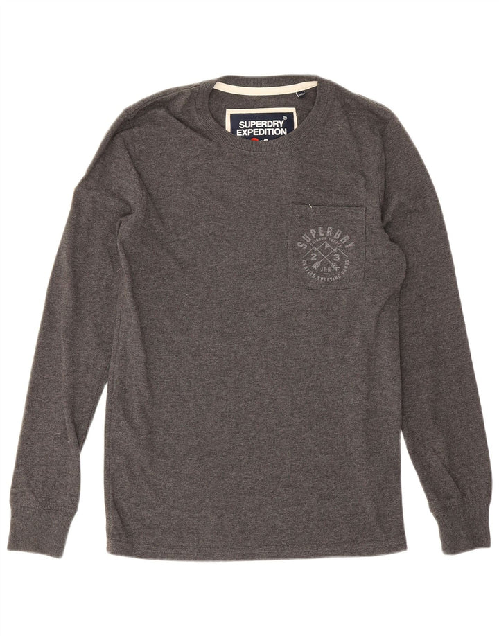 Superdry Haut à manches longues pour homme en coton gris petit