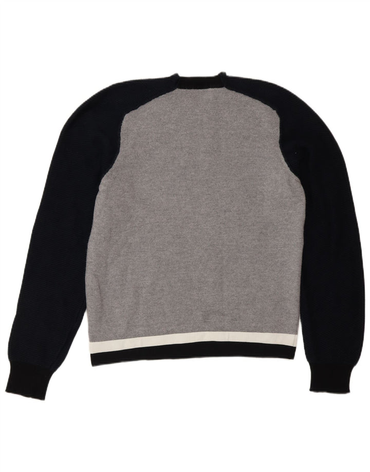 Iceberg Pull à col rond pour femme UK 12 Gris moyen Laine colour block