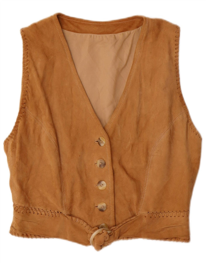 gilet en daim femme vintage IT 44 Beige moyen