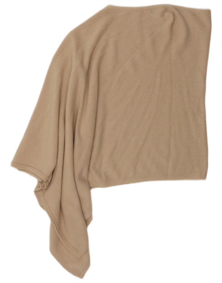 Benetton Femme Asymétrique Poncho Jumper Taille Unique Beige Laine