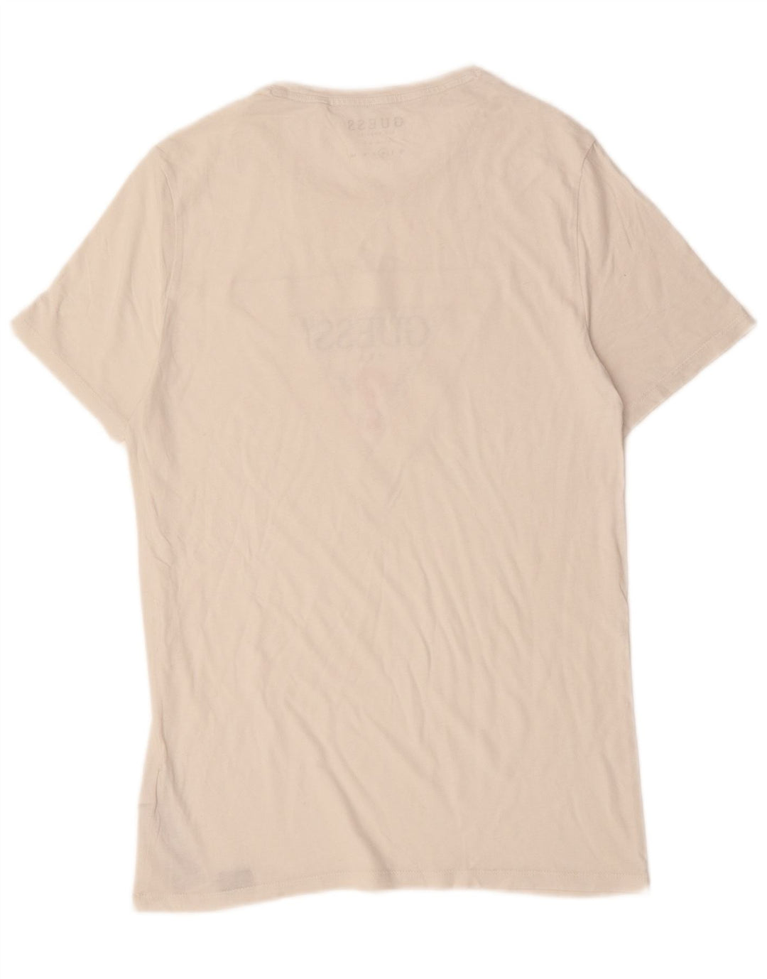 GUESS T-shirt graphique coupe slim pour homme en coton blanc cassé moyen