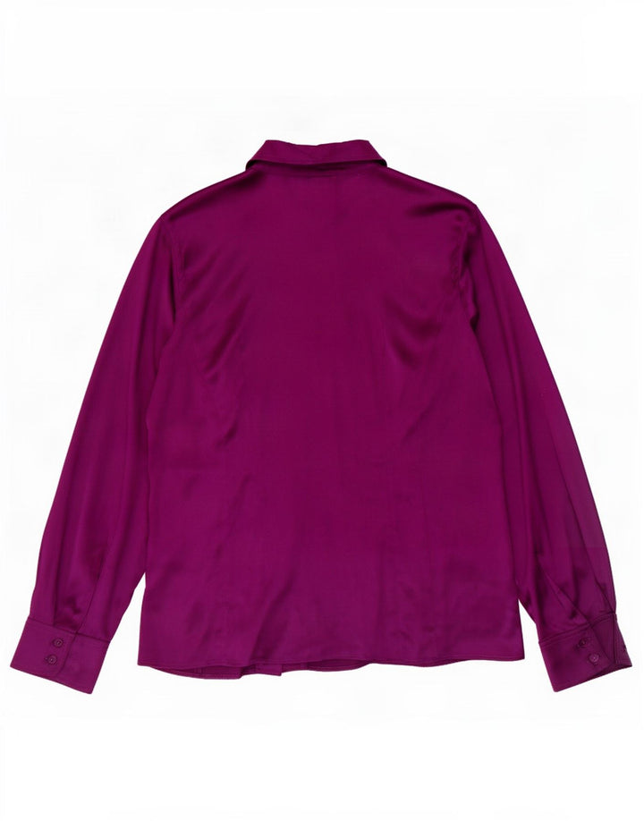 Marina Rinaldi Chemise Femme Chemisier Taille 21 Soie Marron Moyen