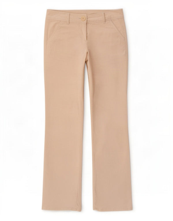 Benetton Pantalon Droit En Velours Côtelé Femme IT 40 Medium W30 L31 Beige