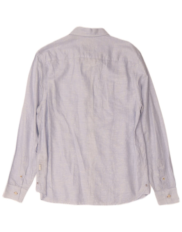 Ted Baker Chemise coupe régulière pour homme Taille 3 Bleu moyen Lin