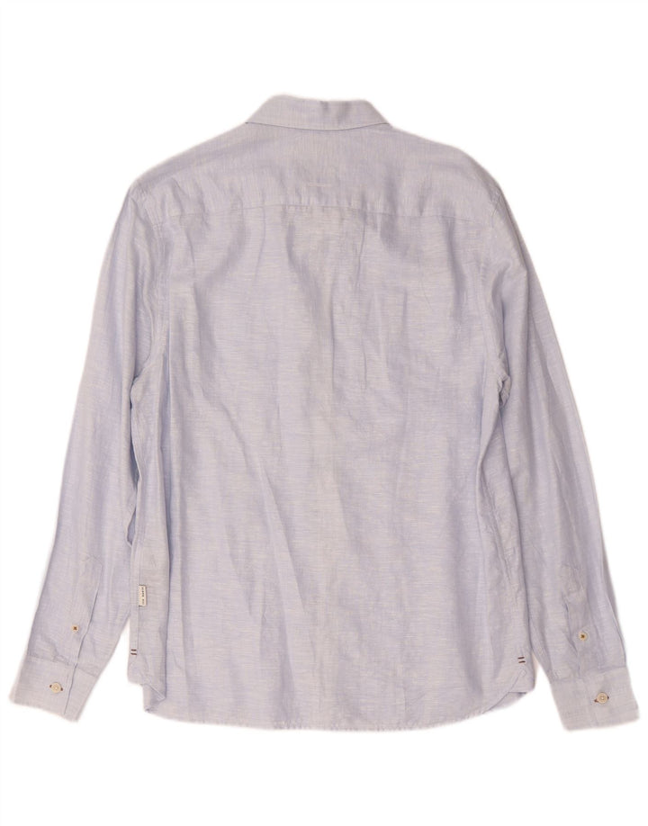 Ted Baker Chemise coupe régulière pour homme Taille 3 Bleu moyen Lin