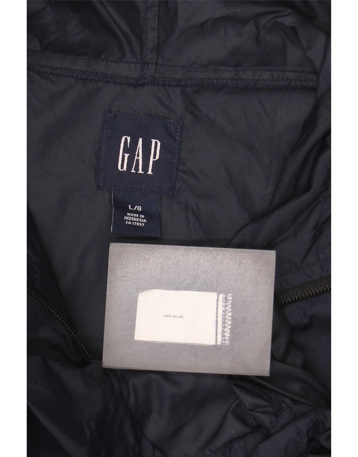 Gap Veste de pluie à capuche pour homme UK 40 Large Bleu Marine Nylon