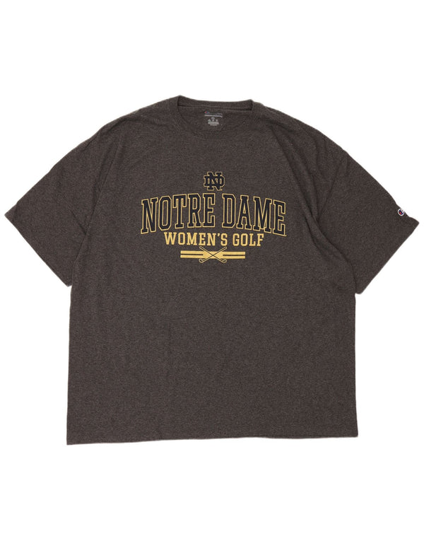 Champion Notre Dame Graphic T-Shirt Top 3XL Gris Moucheté Coton