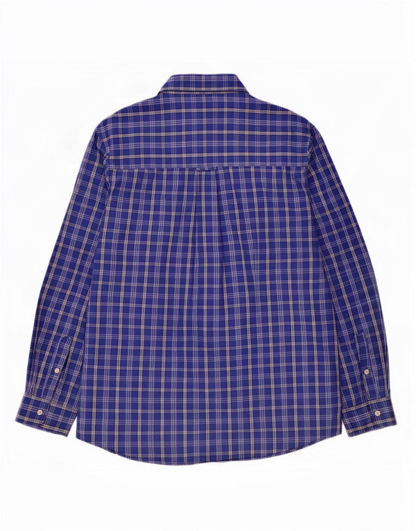 Chaps Chemise Homme Facile d'entretien Grand Carreau Bleu Coton