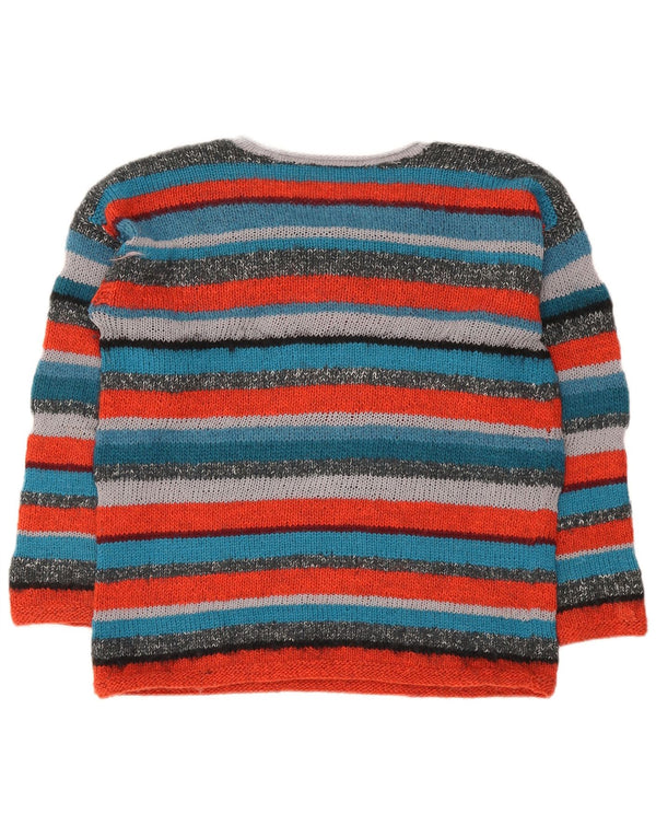vintage Womens Boat Neck Jumper Sweater UK 14 Moyen Multicolore Rayé