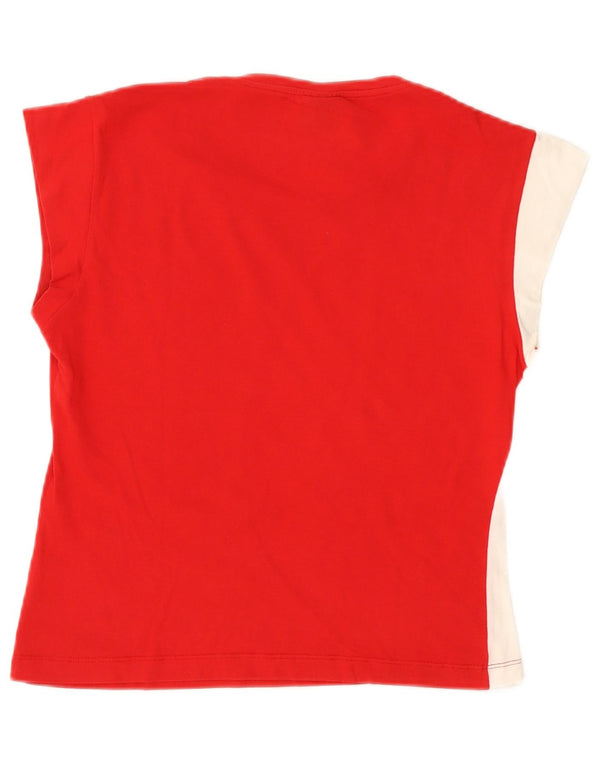 Trussardi Femme T-Shirt Top UK 14 Large Rouge Colourblock Coton