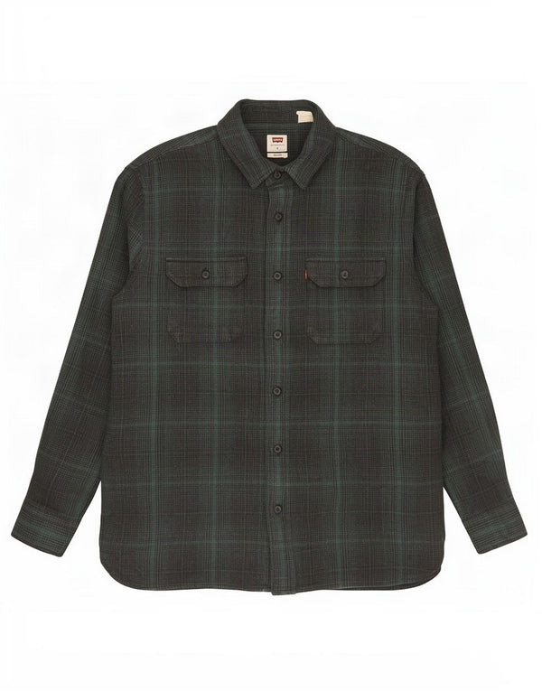 Levi's Chemise Relaxed Flannel Homme Vert à Carreaux Large en Coton