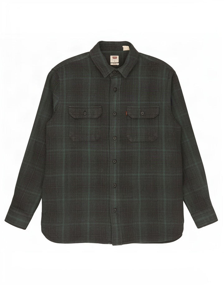 Levi's Chemise Relaxed Flannel Homme Vert à Carreaux Large en Coton