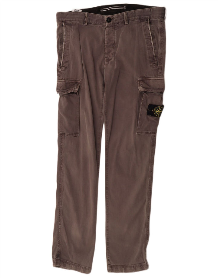 Stone Island Pantalon Cargo Droit Homme W32 L34 Gris Coton