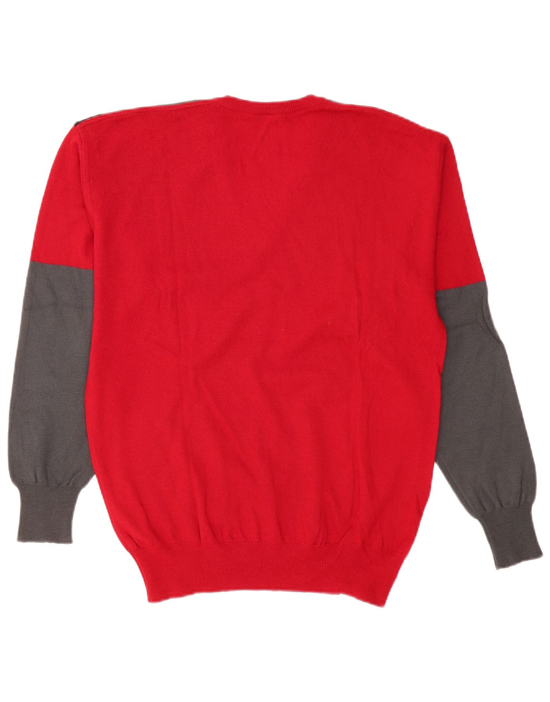 DALMINE Pull Col V Homme IT 50 Laine Vierge Colorblock Rouge Moyen